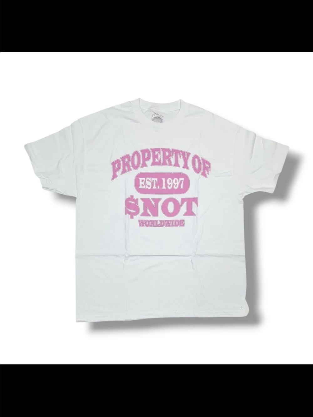 $not Official Merch "Property Of Snot" Pink Graphics White T-Shirt Men’s L